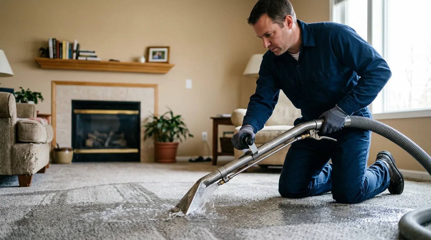 Water damage restoration technician working near North Troy, VT
